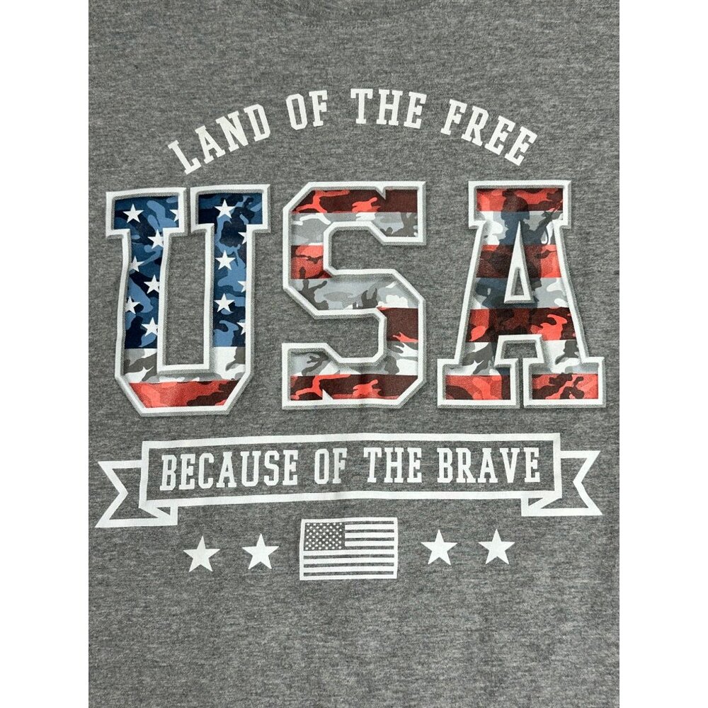USA Patriotic Sleeveless Grey Dad Tee Shirt Mens Large 42-44